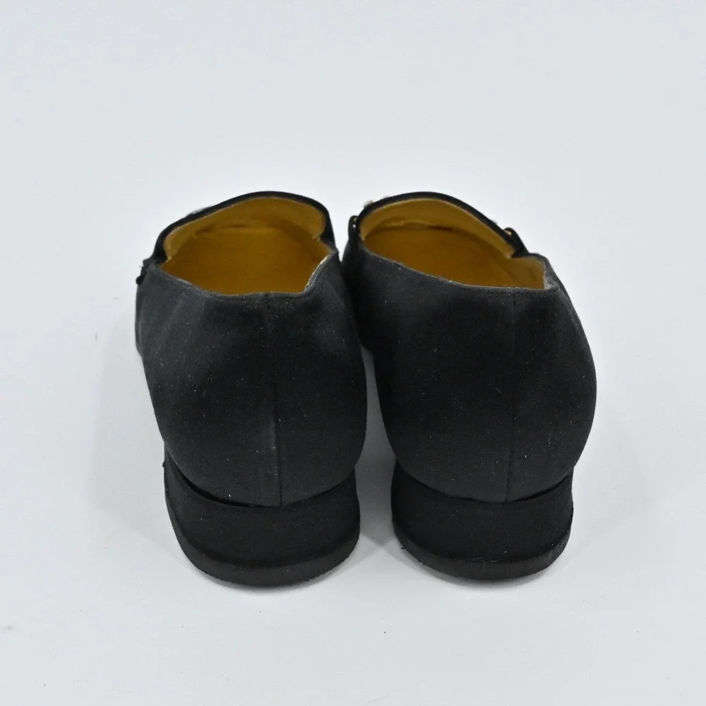 Bruno Magli Crystal Satin Loafers Womens Size 6.5 Black Evening Vintage Italy‎